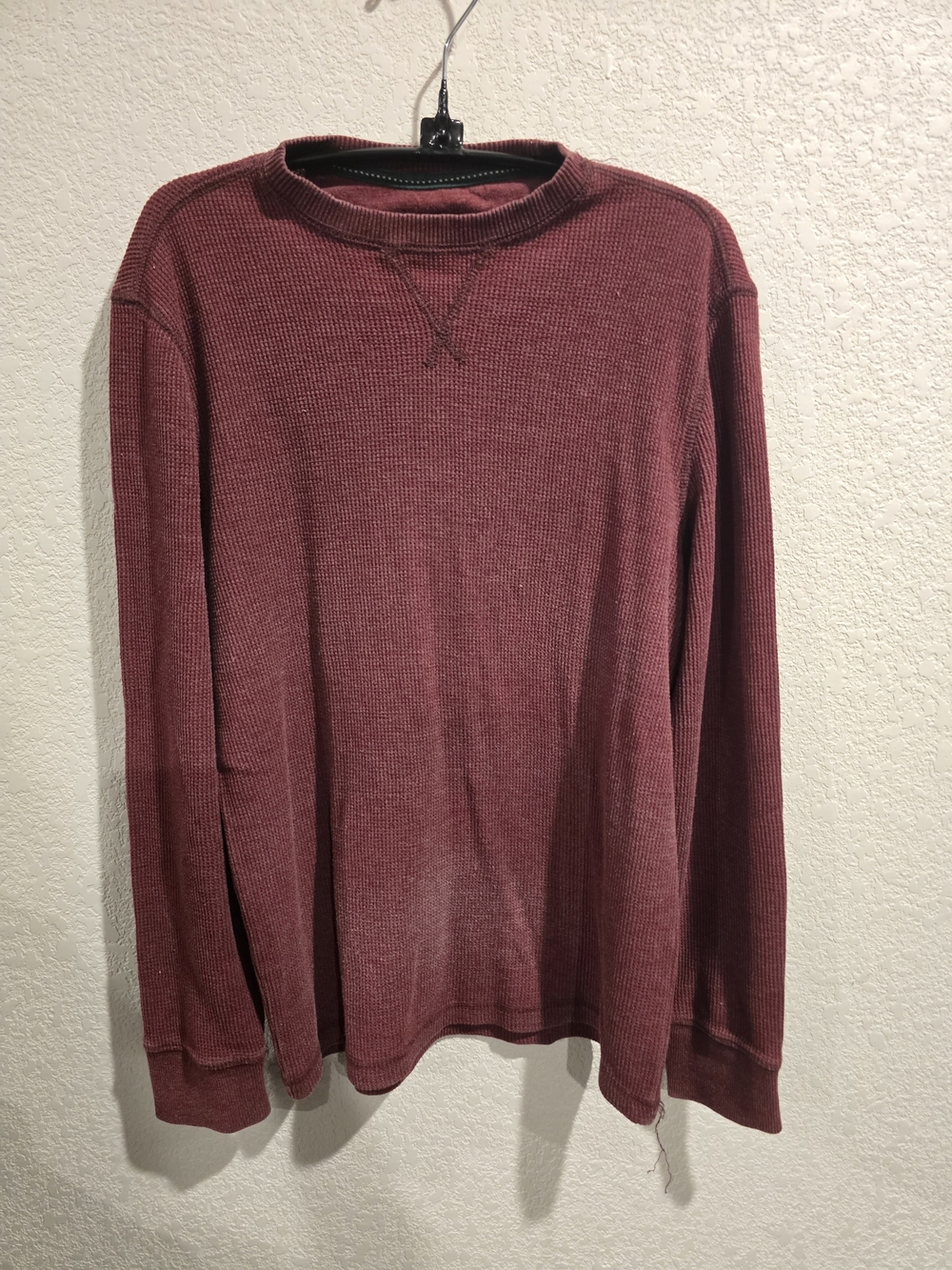 Timberland Men's Large Maroon Burgundy Waffle Thermal Long Sleeve Shirt